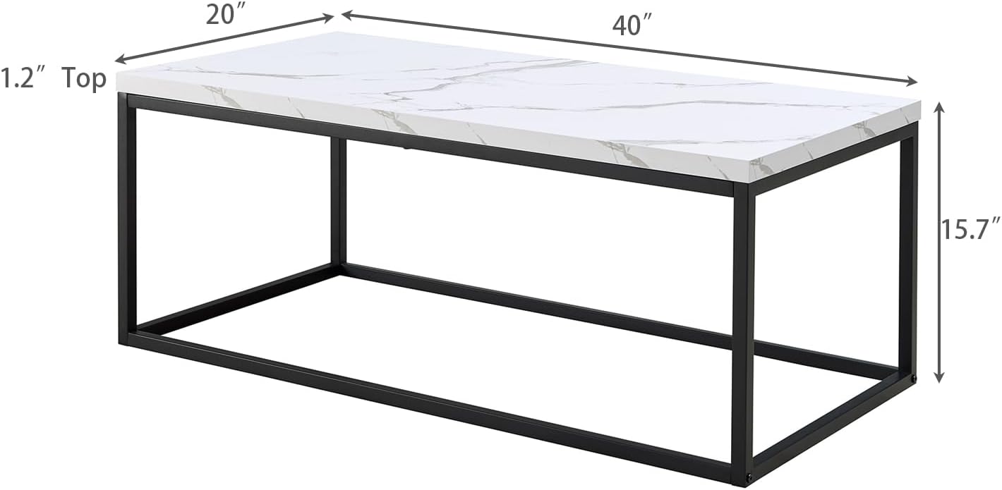 White Marble Rectangular Coffee Table