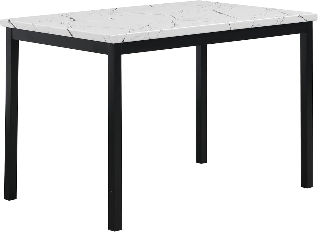White Faux Marble Dining Table