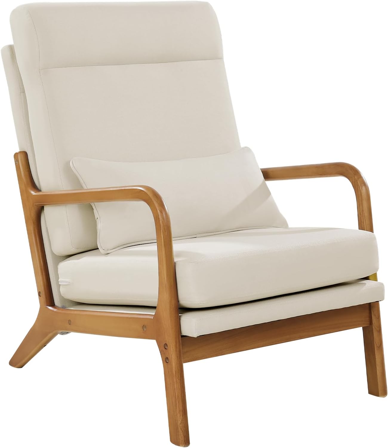 Linen High Back Mid Century Accent Chair