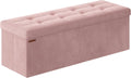 Foldable Storage Ottoman Bench Jelly Pink 43 Inch