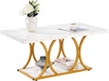White Faux Marble 2-Tier Coffee Table