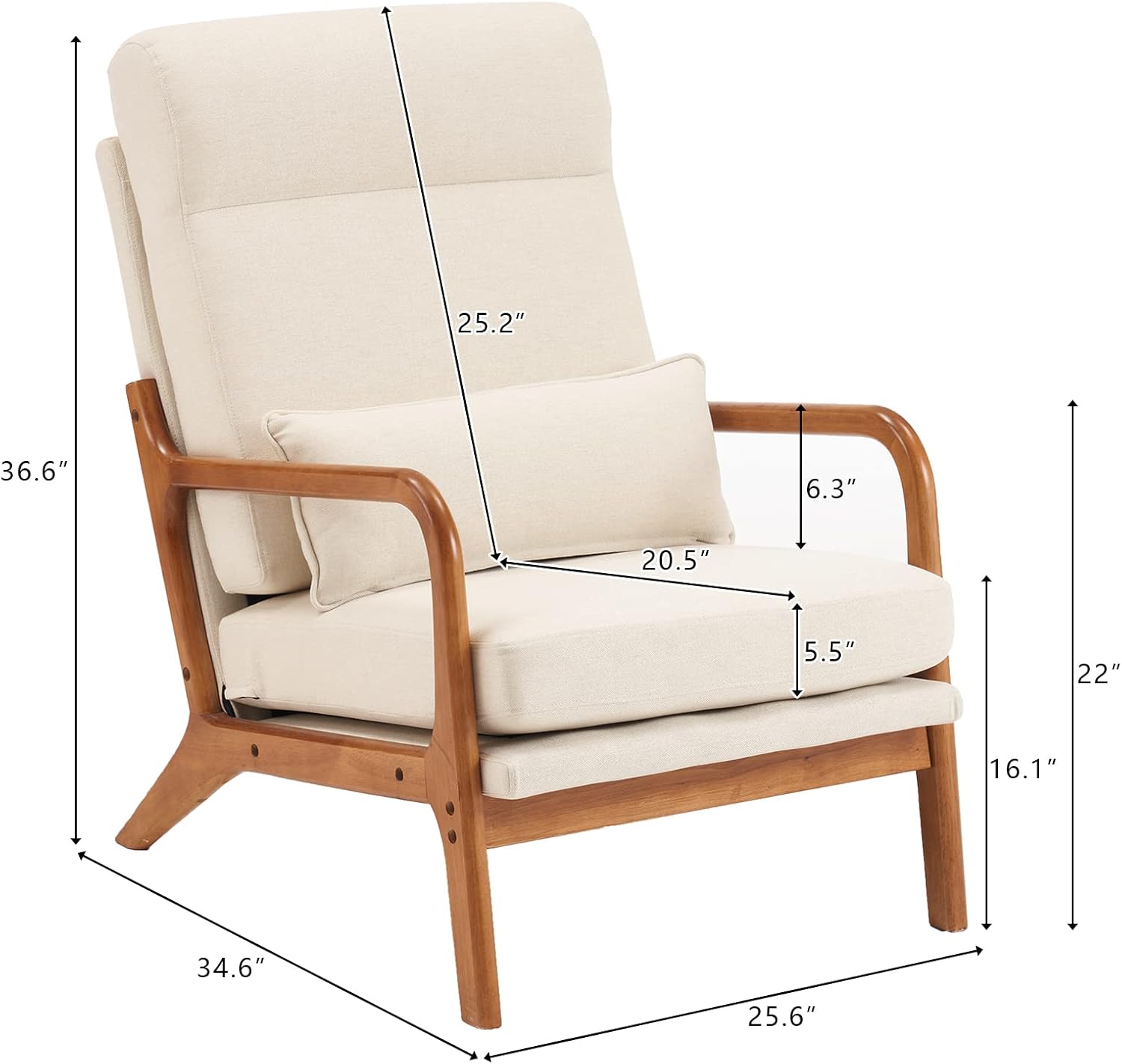 Bonnlo Beige Linen High Back Accent Chair