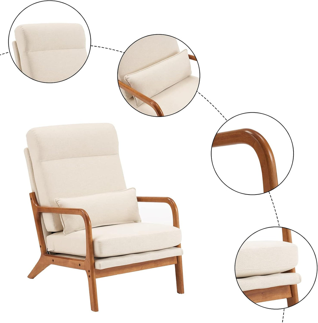 Bonnlo Beige Linen High Back Accent Chair