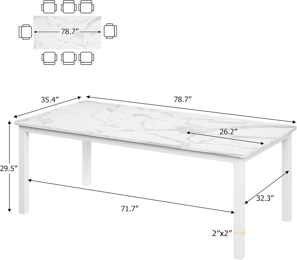 White Faux Marble Dining Table