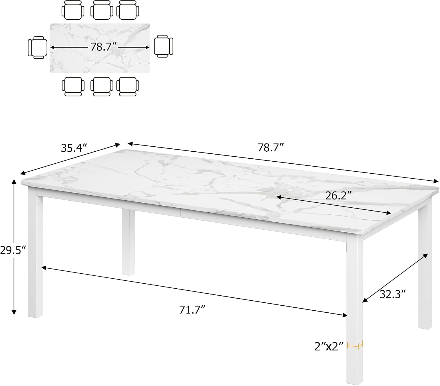 White Faux Marble Dining Table