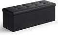 Black Folding Storage Ottoman Bench 43"