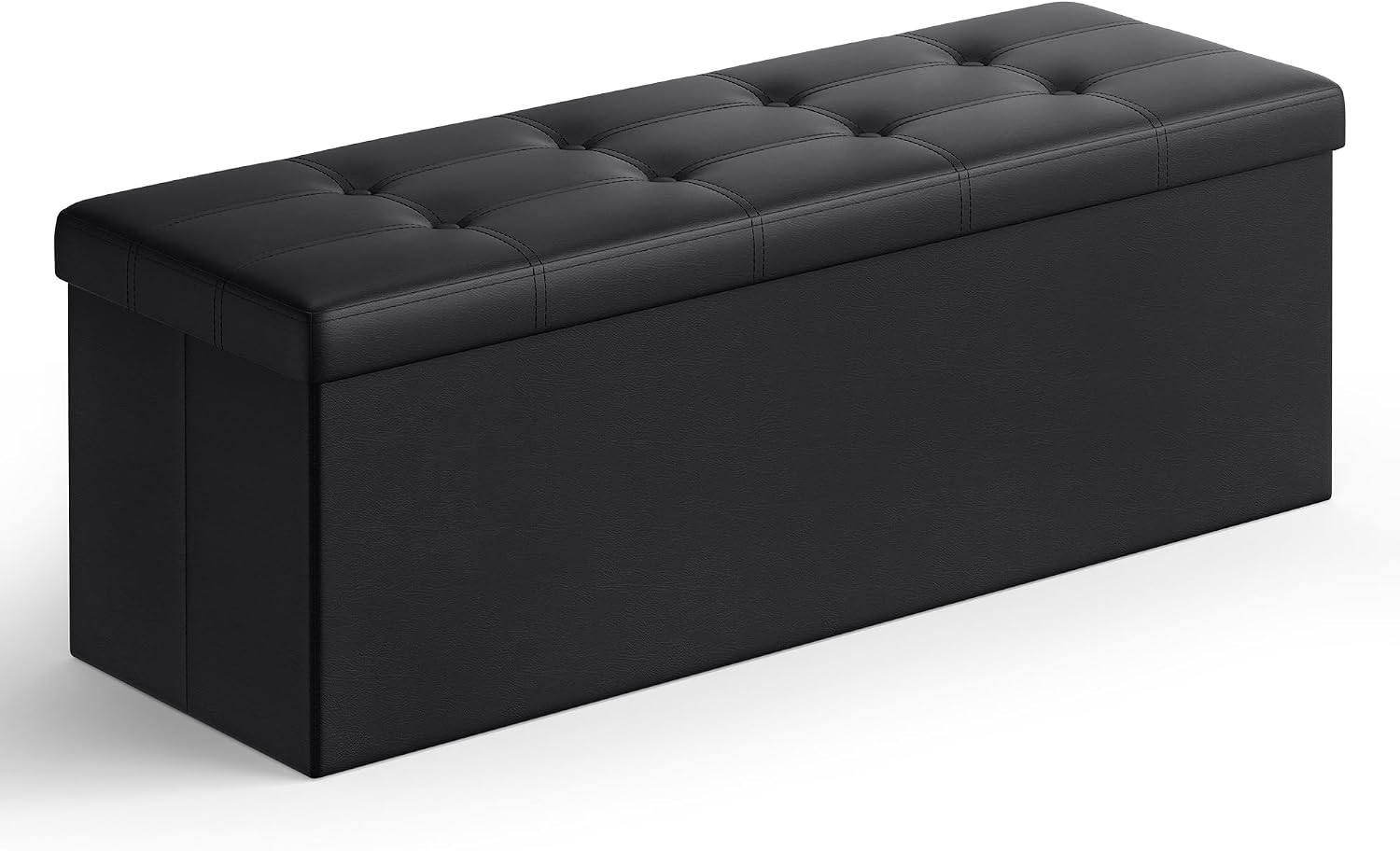 Black Folding Storage Ottoman Bench 43"