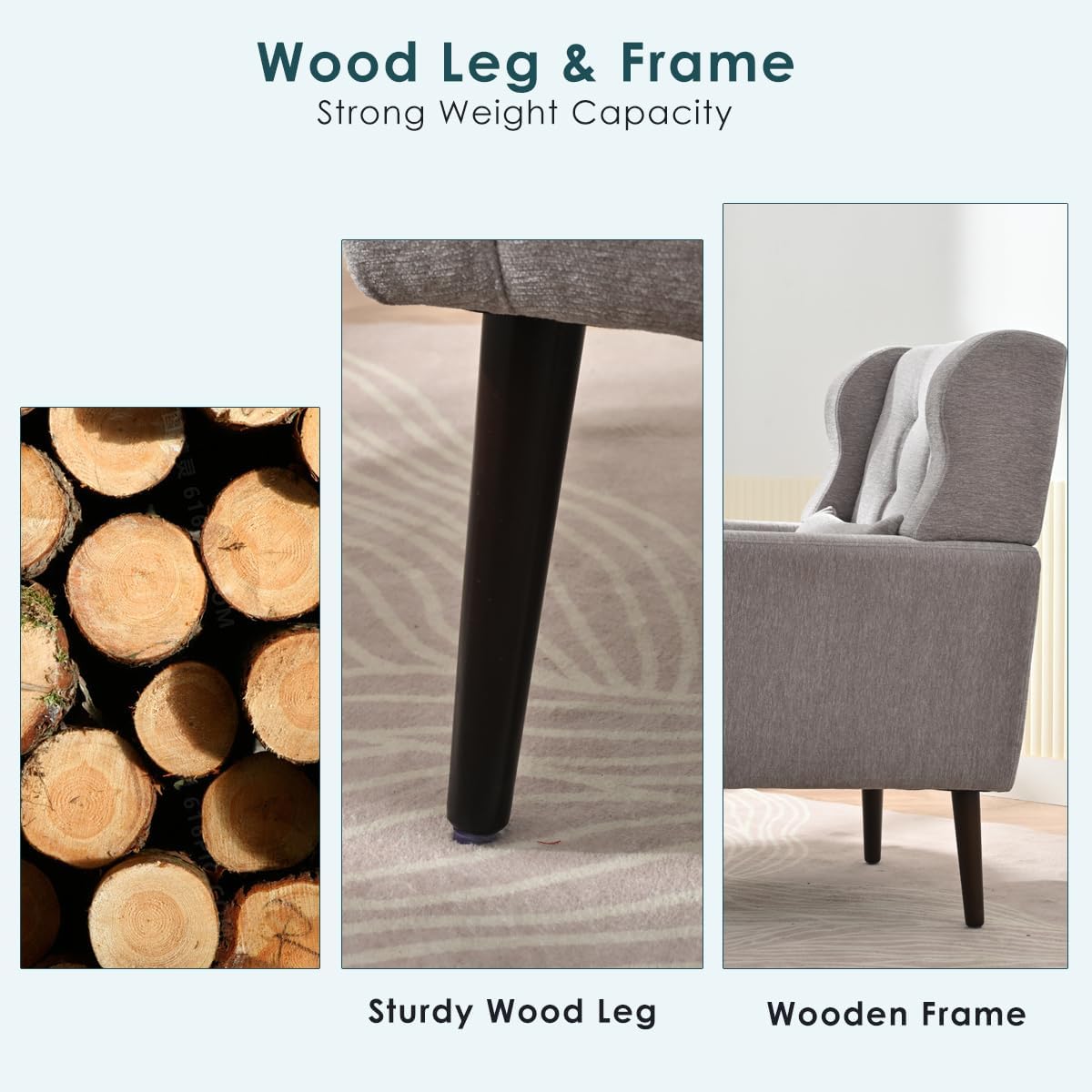 Grey Chenille Wingback Accent Chair
