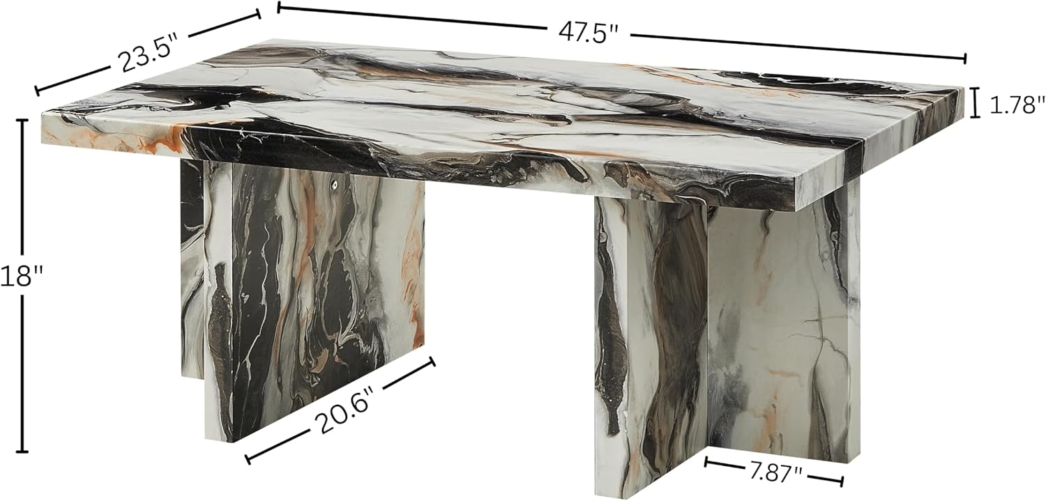 White Faux Marble Coffee Table