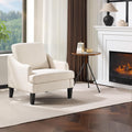 Beige Linen Accent Armchair