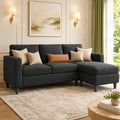 Grey Ribbed L-Shaped Sectional Sofa