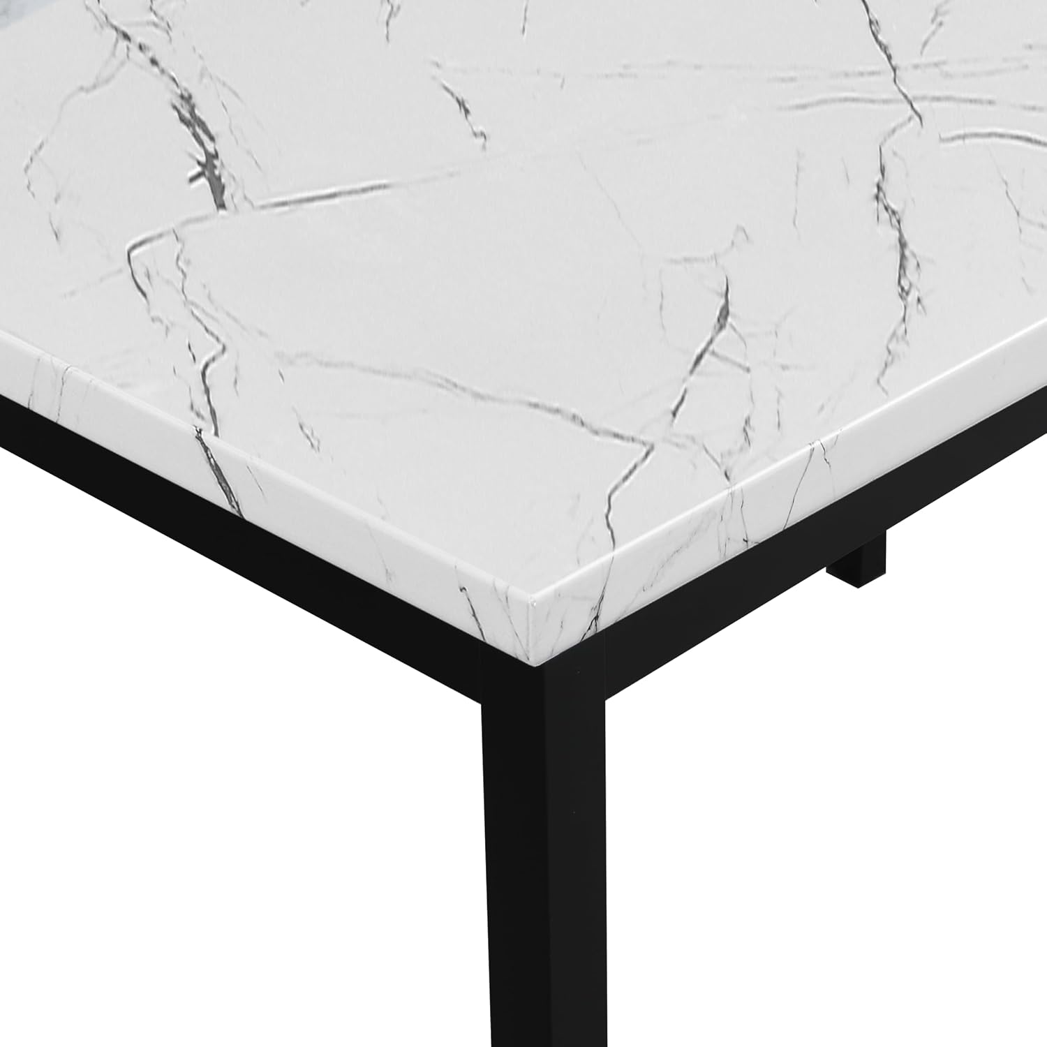 White Faux Marble Dining Table