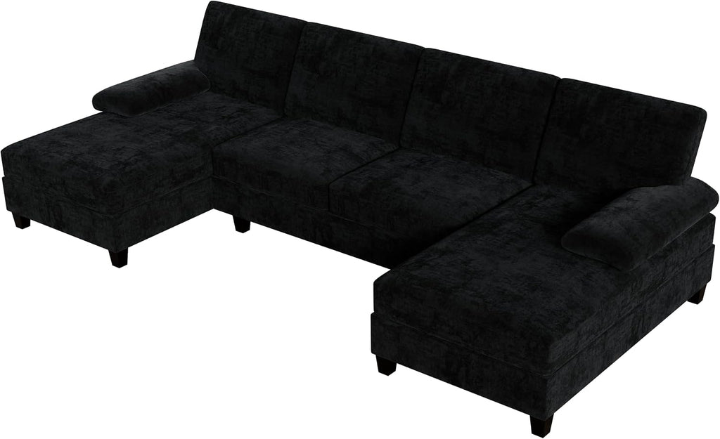 Gray Linen U-Shaped Sectional Sofa