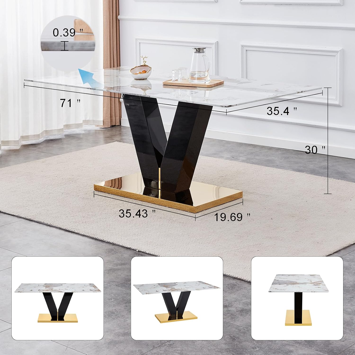 Marble Dining Table With Gold Base