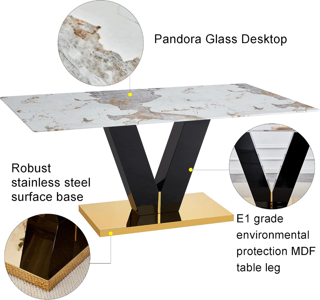 Marble Dining Table With Gold Base