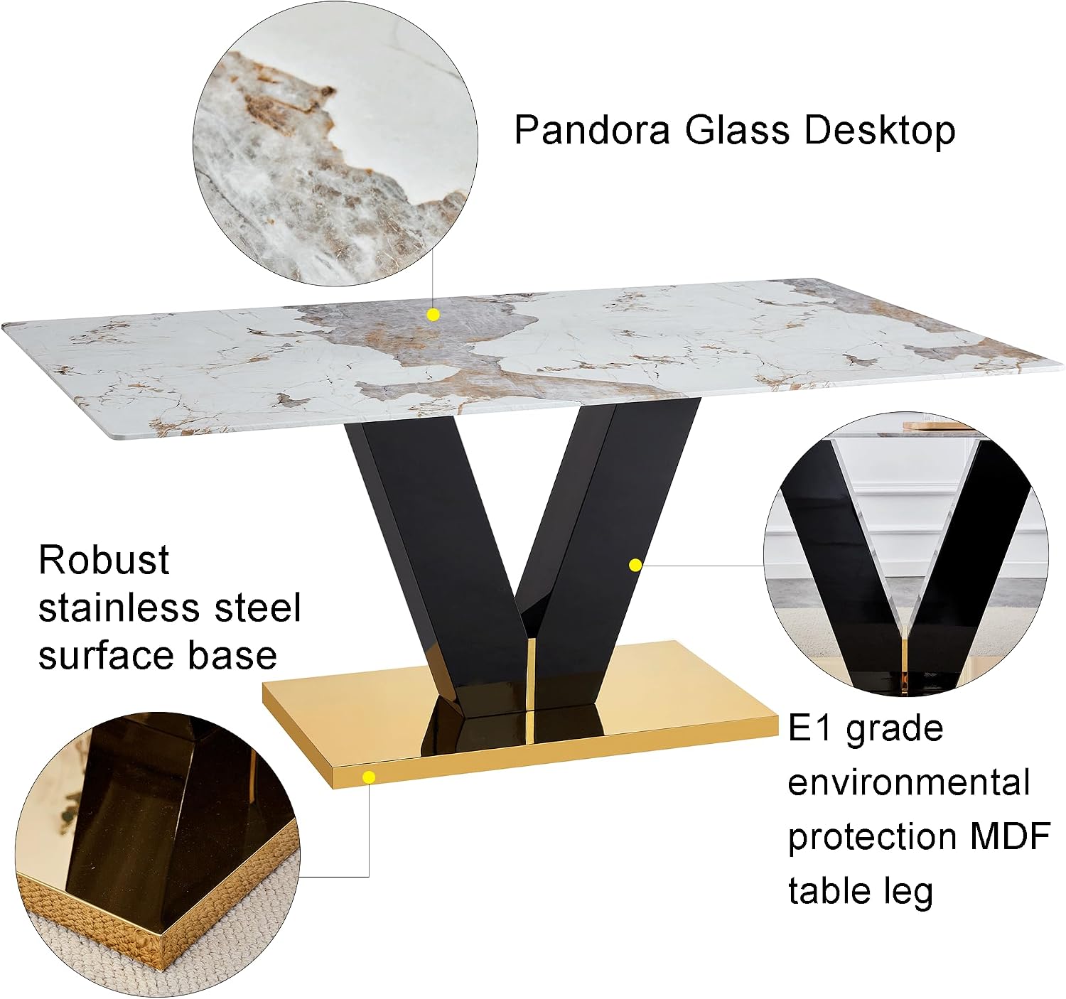 Marble Dining Table With Gold Base