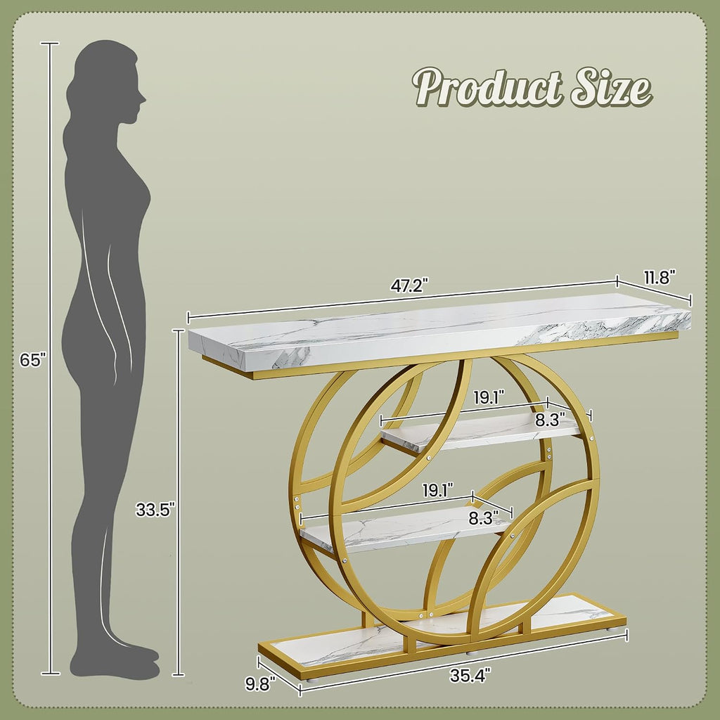 White Marble Gold Frame Console Table