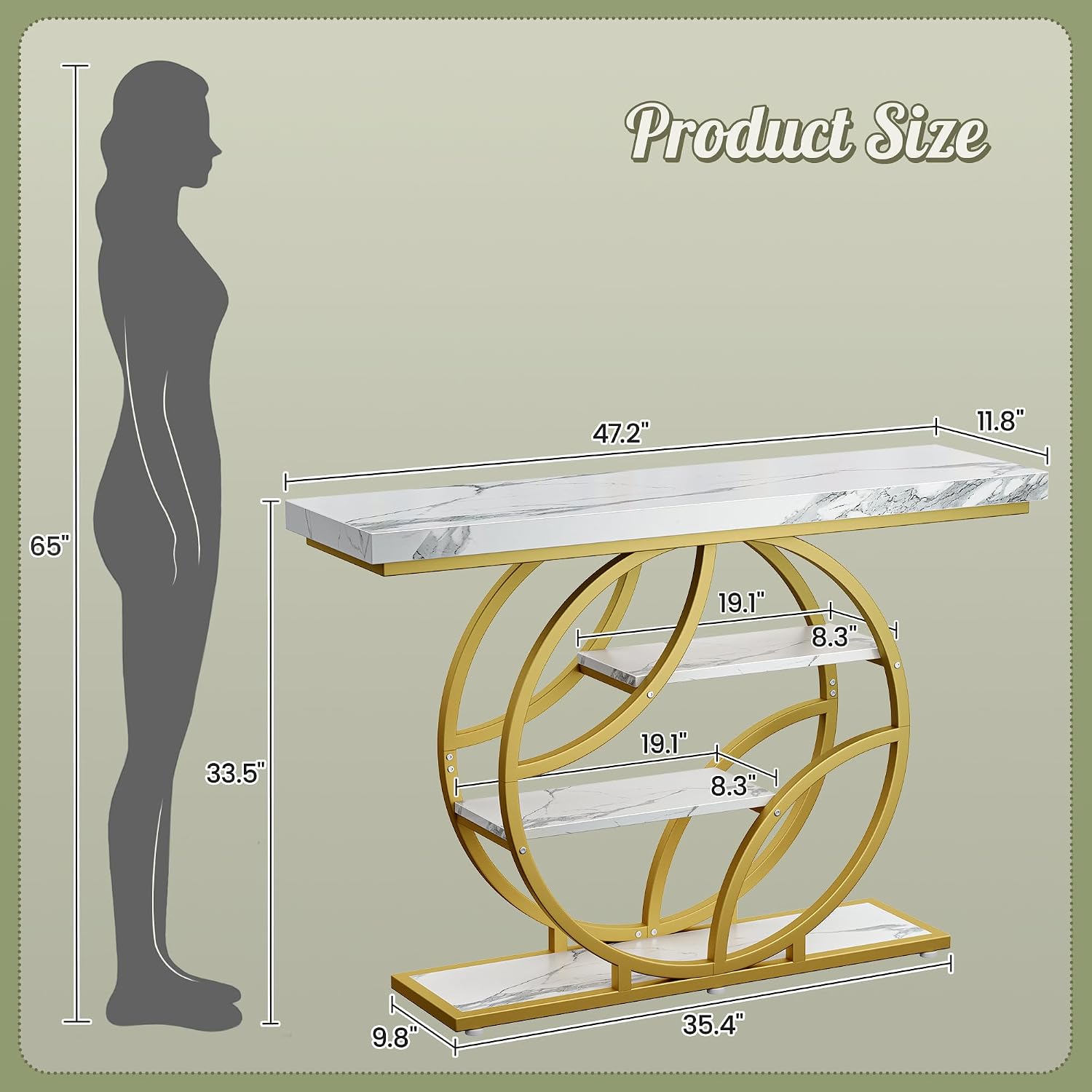 White Marble Gold Frame Console Table