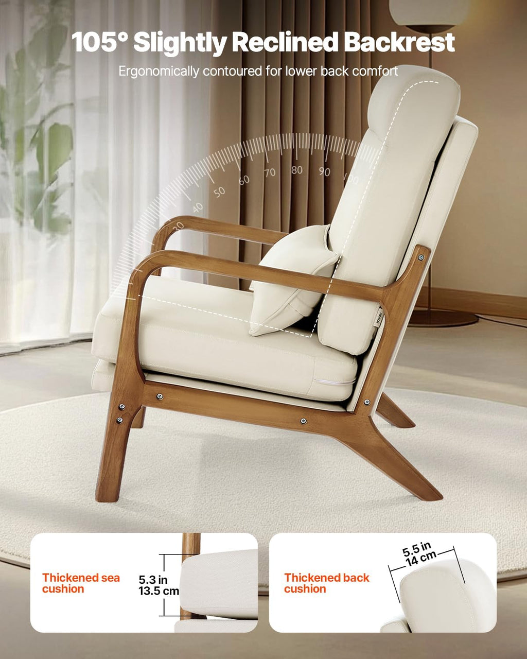 Linen High Back Mid Century Accent Chair