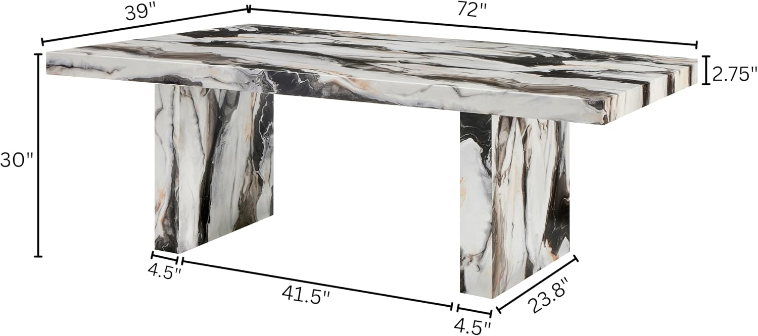 Cavira Faux Marble Double Pedestal Dining Table