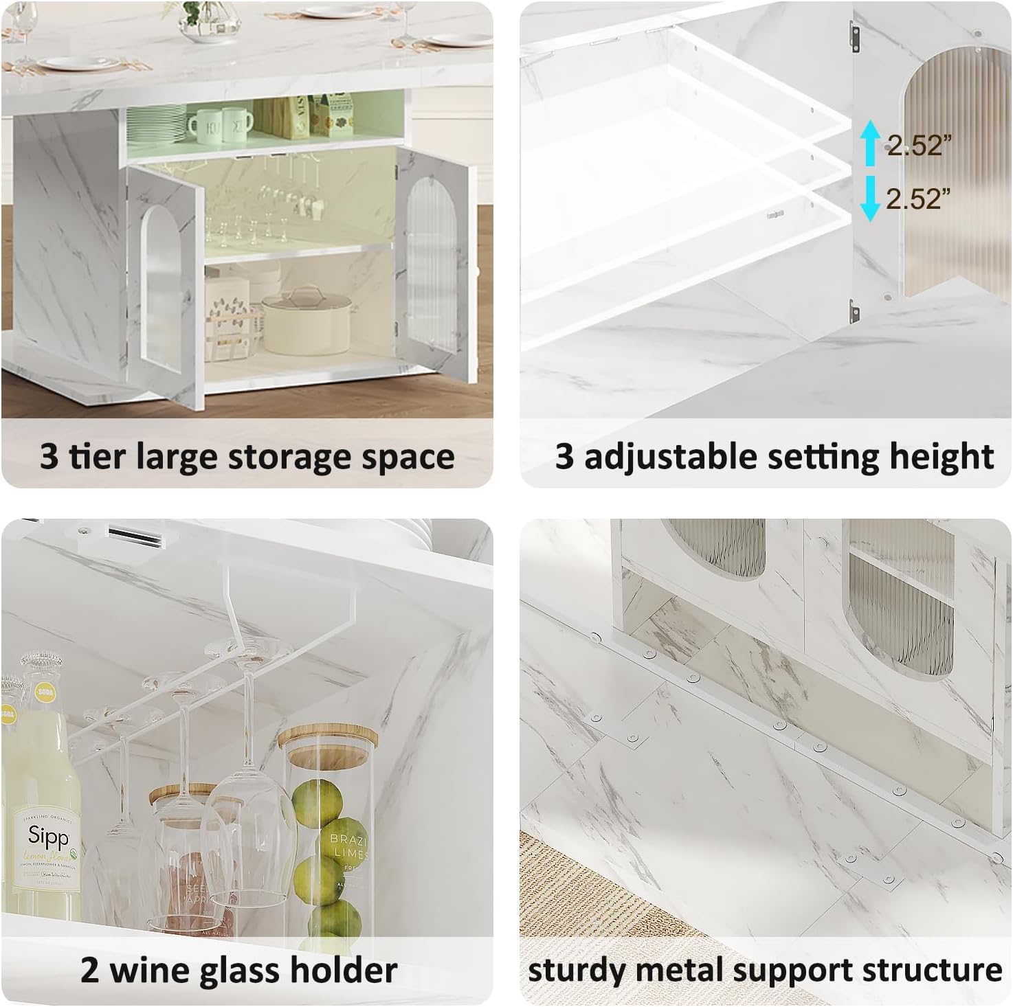 White Faux Marble Rectangular Dining Table