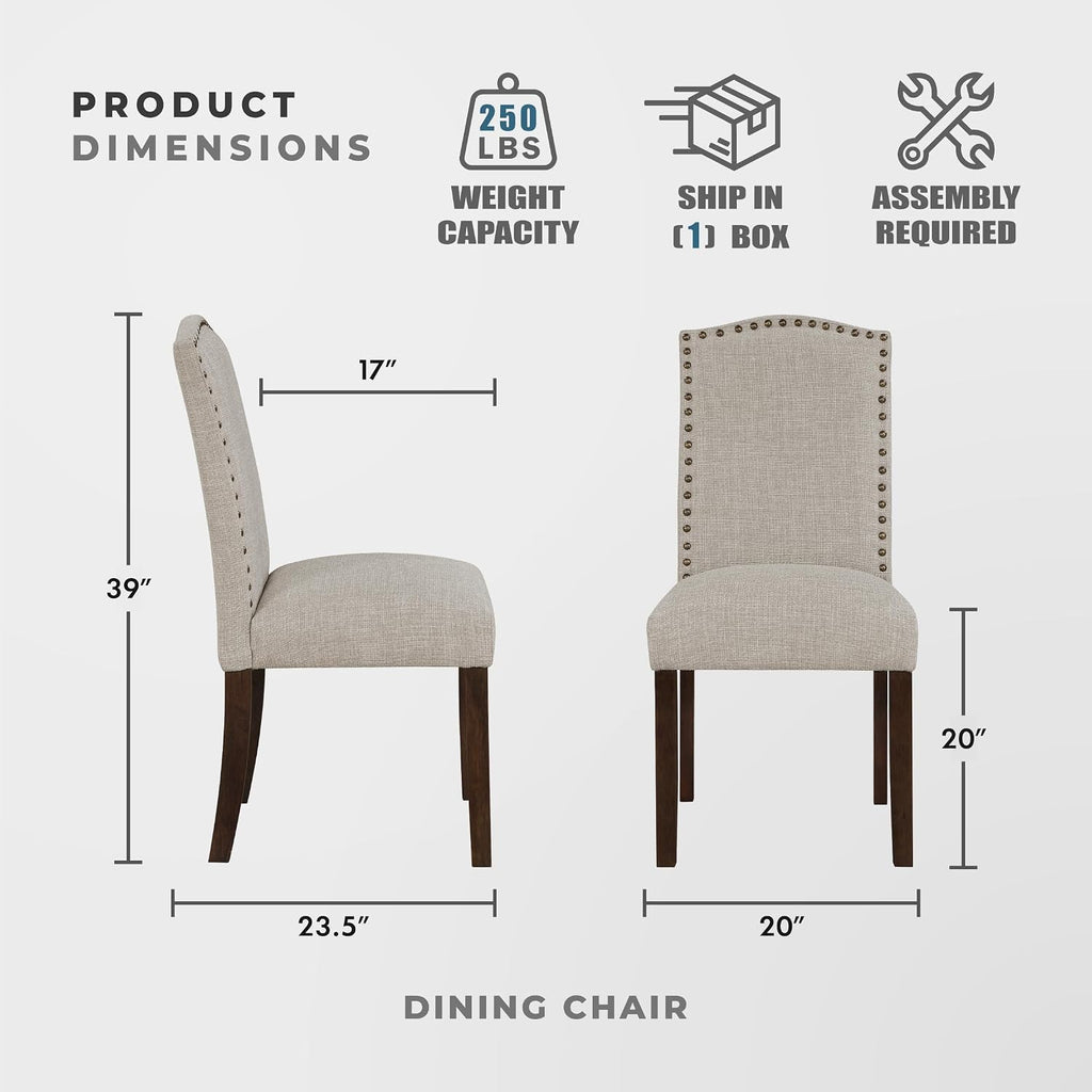 Taupe Nailhead Dining Chairs Set of 2