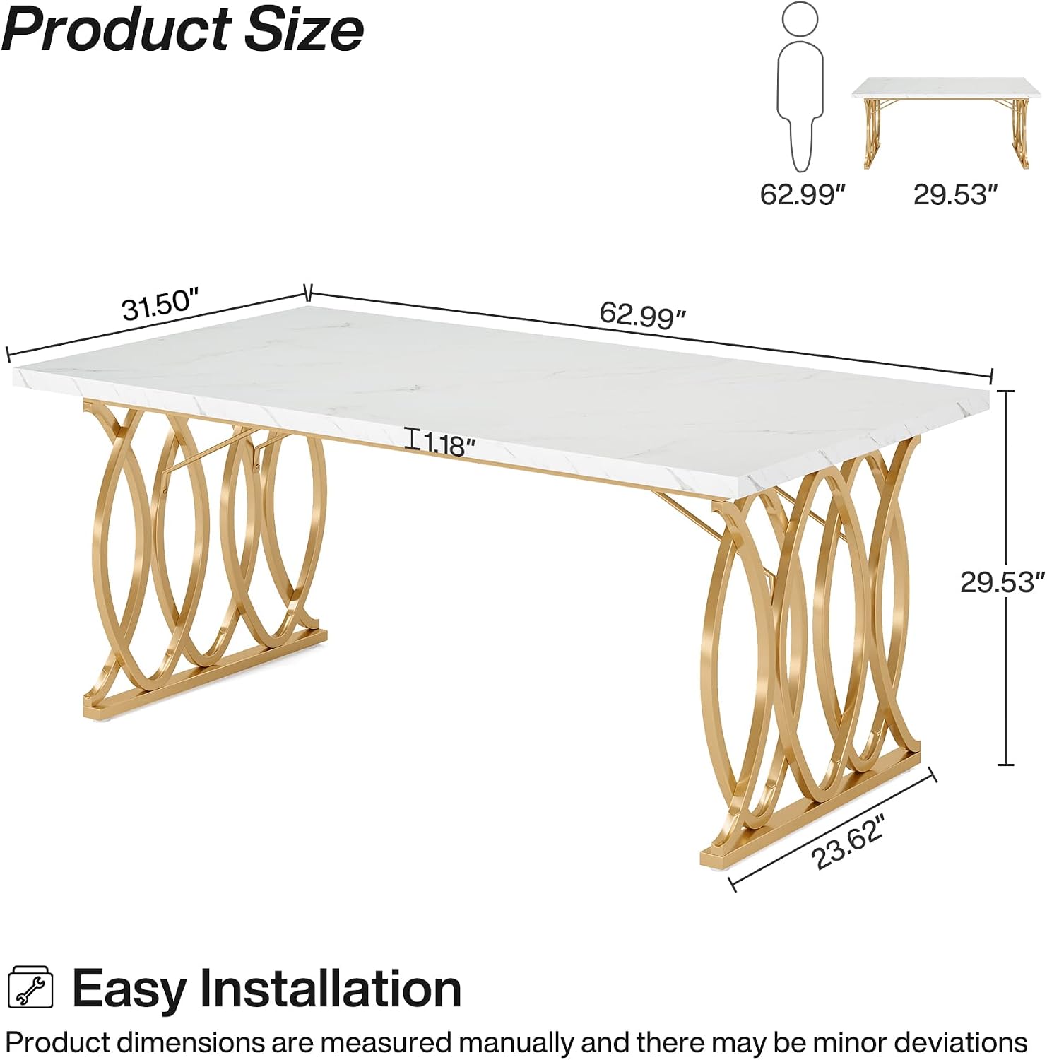 Faux Marble Rectangular Dining Table