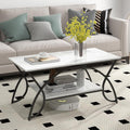 White Faux Marble 2-Tier Coffee Table