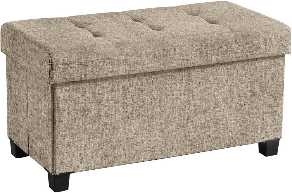 Home Taupe Storage Ottoman Bench 30"
