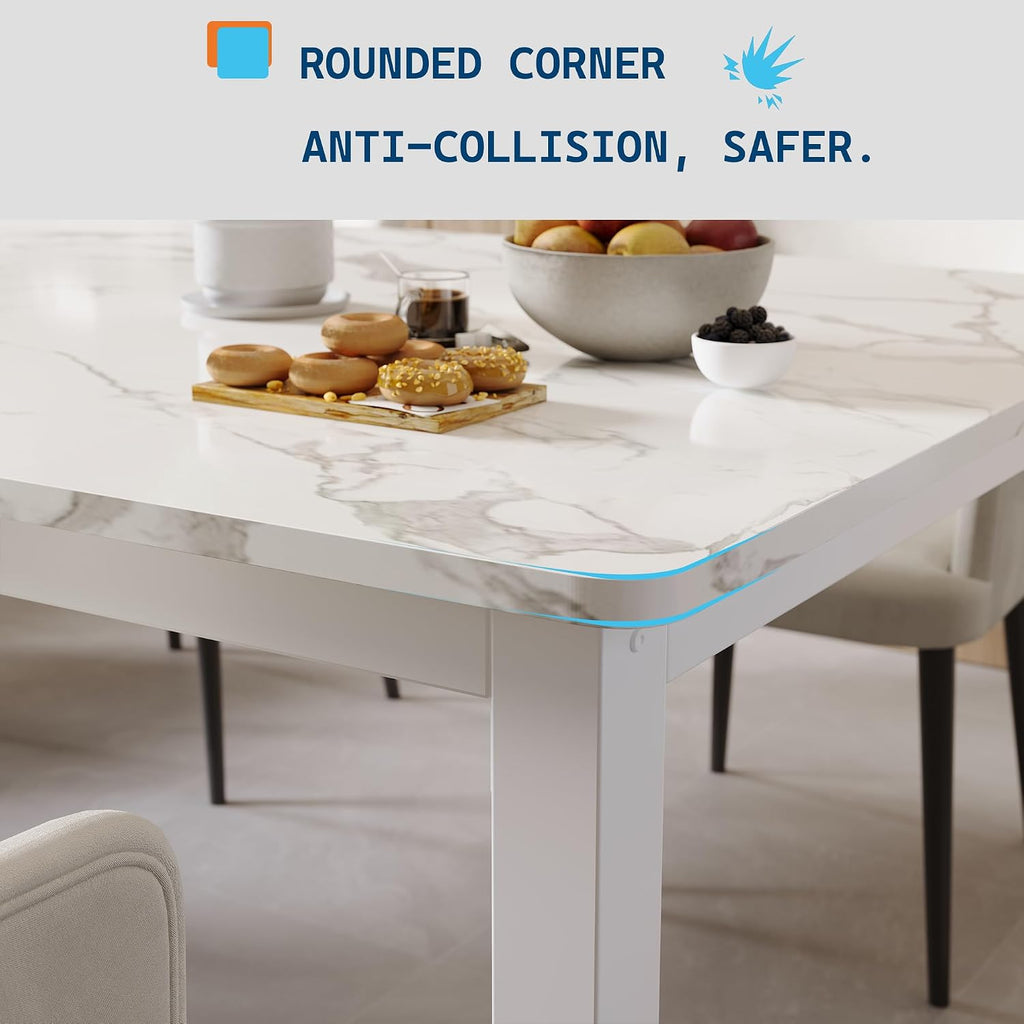 White Faux Marble Dining Table
