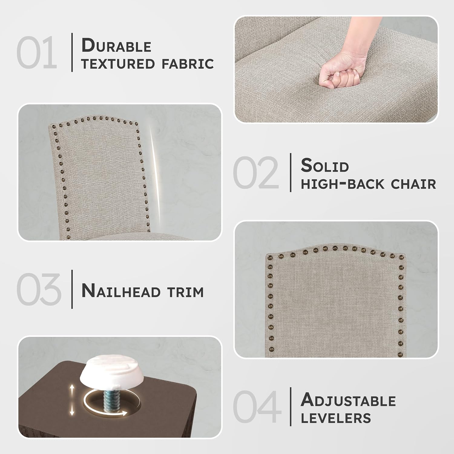 Taupe Nailhead Dining Chairs Set of 2