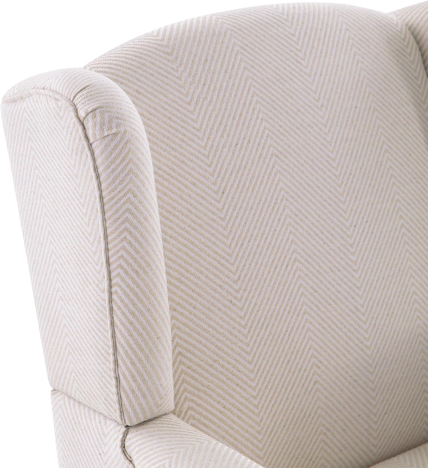 Tan Printed Linen Wingback Accent Chair