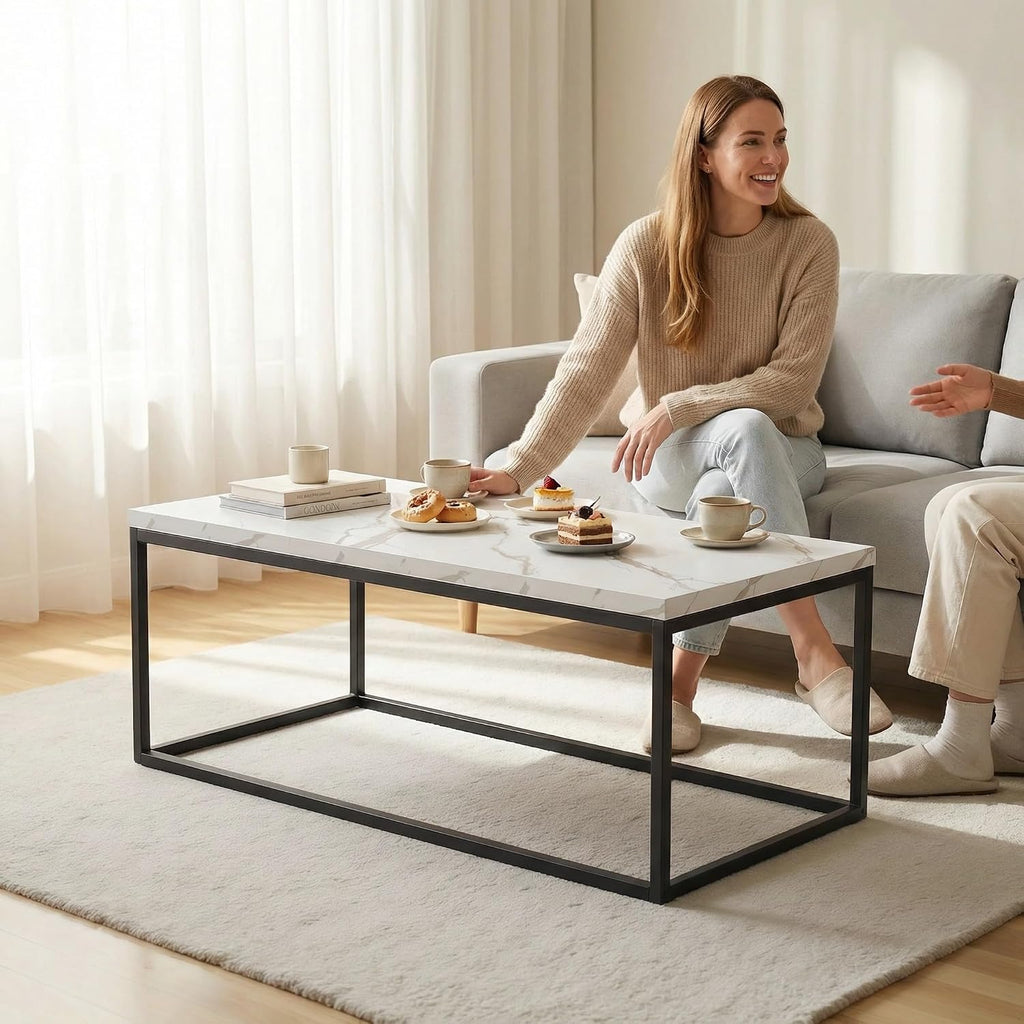 White Marble Rectangular Coffee Table