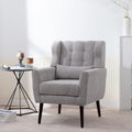Grey Chenille Wingback Accent Chair