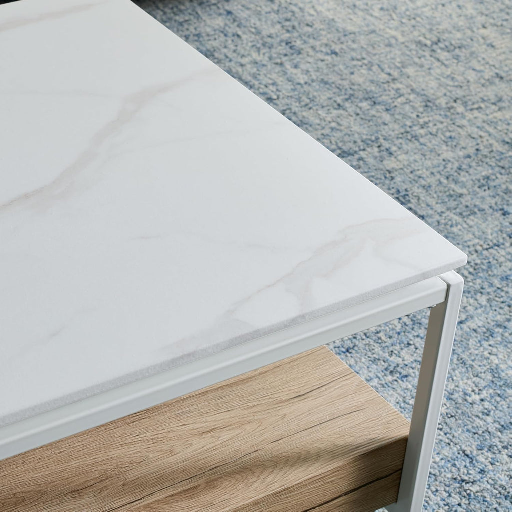 Aurelian White Faux Marble Coffee Table