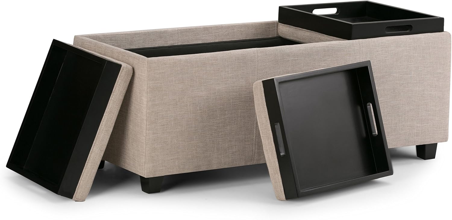 Natural Avalon Storage Ottoman 42 Inch