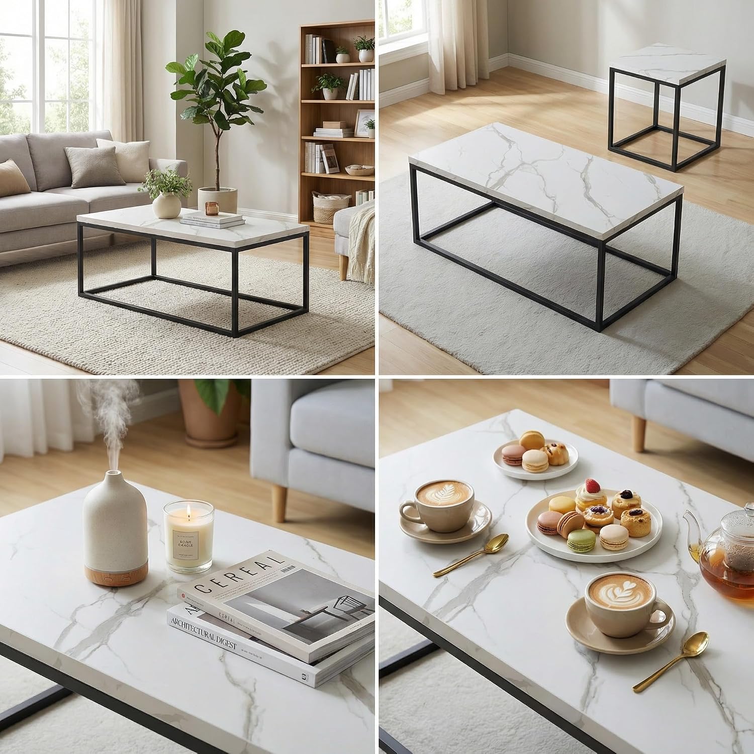 White Marble Rectangular Coffee Table