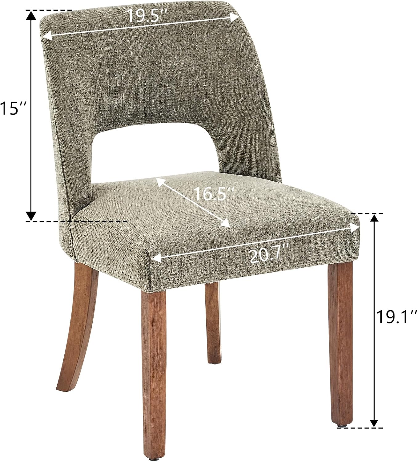 Green Fabric Dining Chairs Set of 2