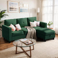 Green Linen L-Shaped Sectional Sofa