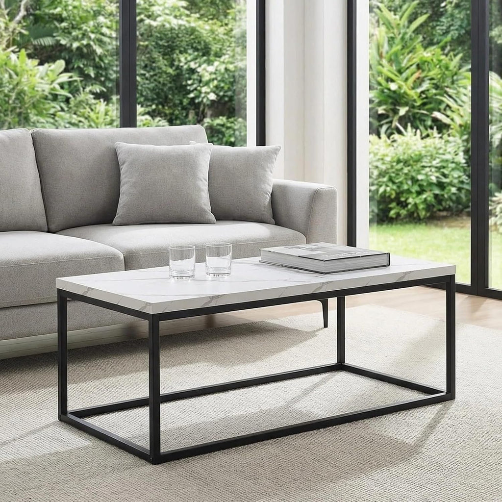 White Marble Rectangular Coffee Table