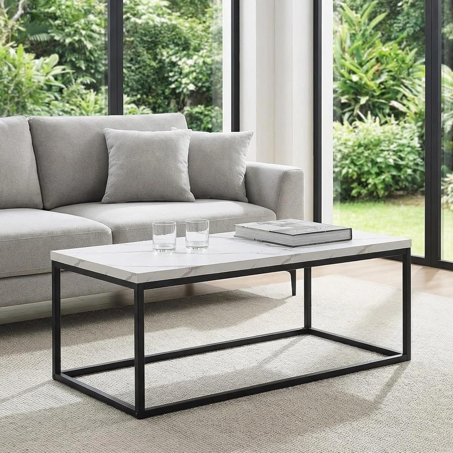 White Marble Rectangular Coffee Table