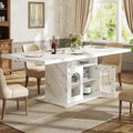 White Faux Marble Rectangular Dining Table