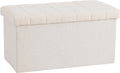 White Boucle Storage Ottoman Bench 30"