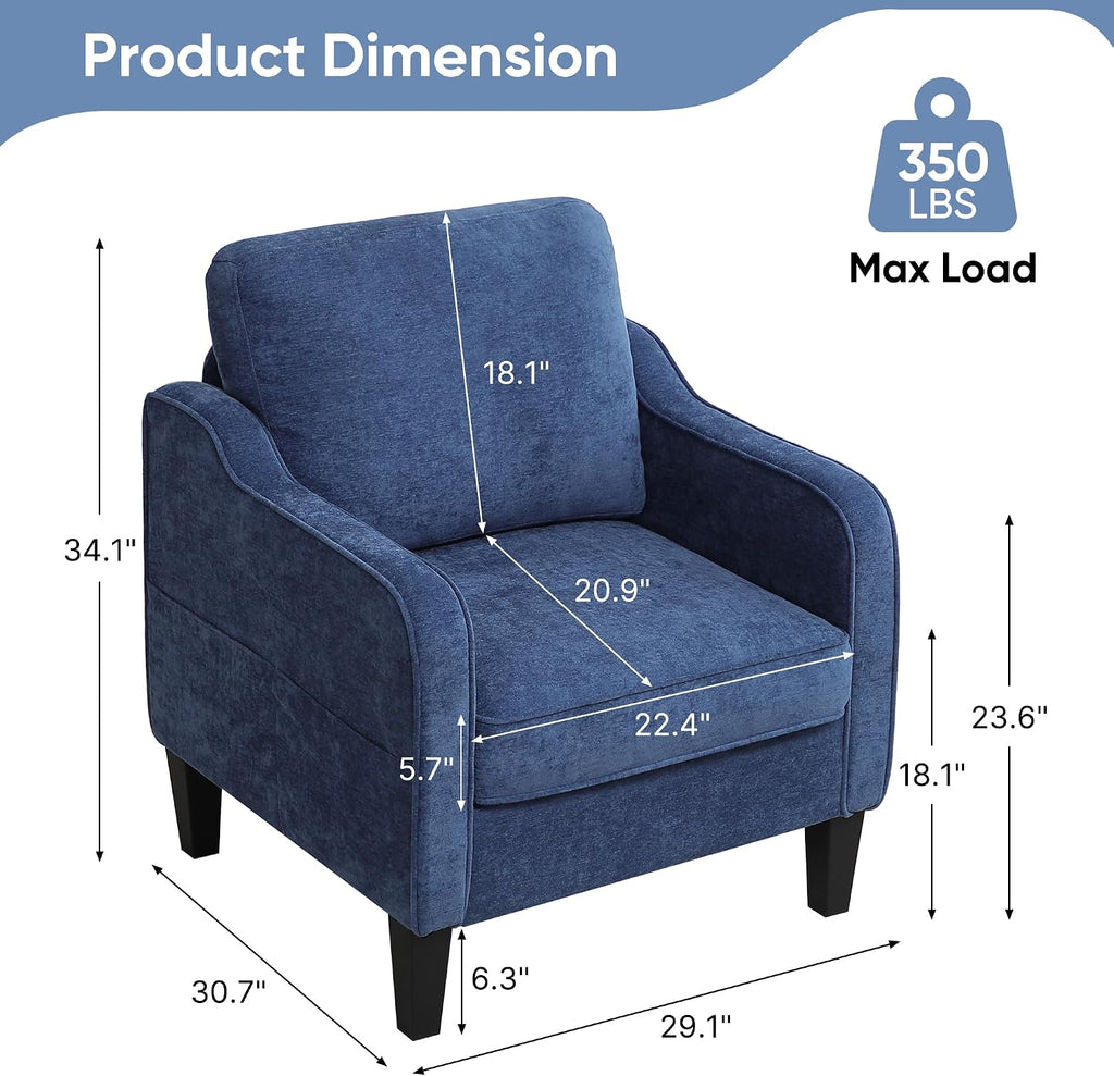 Blue Mid Century Upholstered Accent Chair