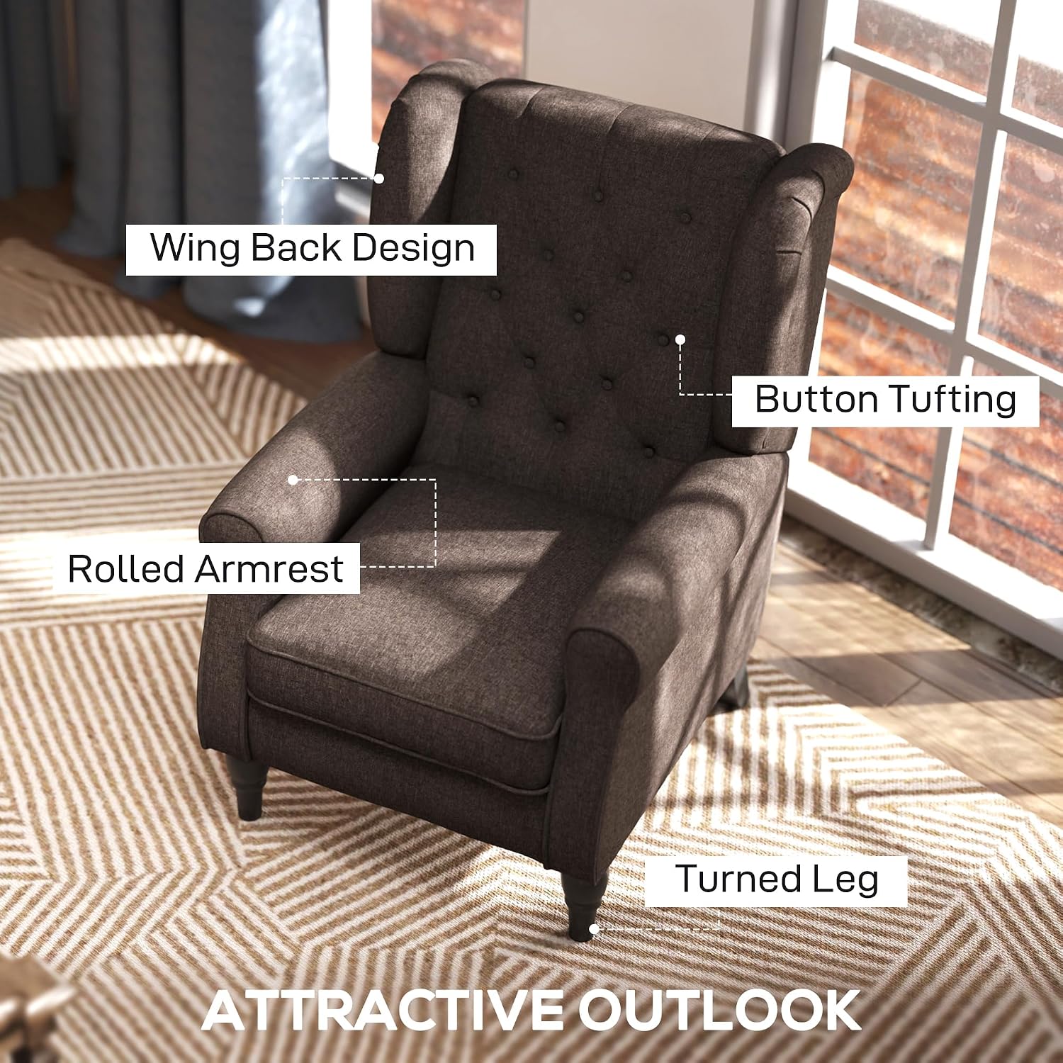 Brown Wingback Accent Chair