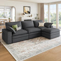 Grey Linen L-Shaped Cloud Sectional Sofa