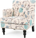 Home White Blue Tufted Club Chair