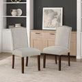 Taupe Nailhead Dining Chairs Set of 2