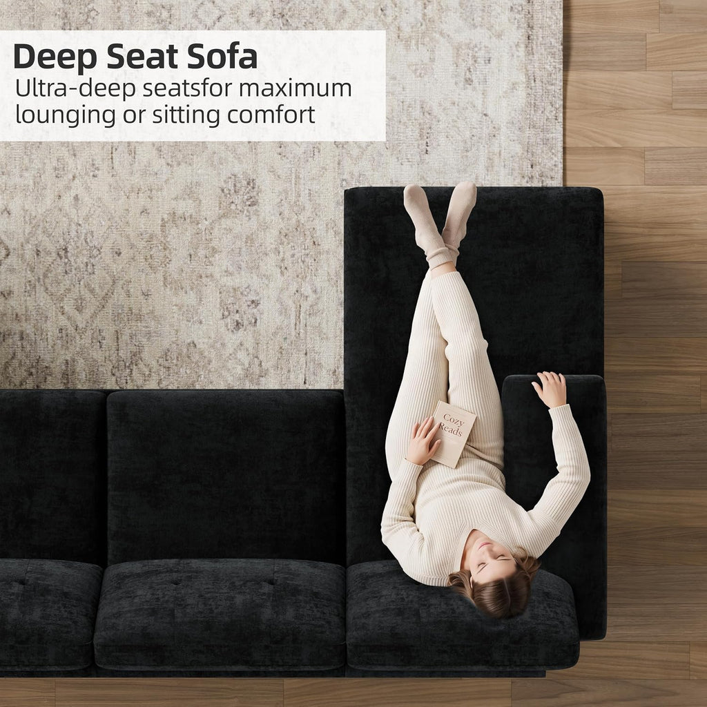 Gray Linen U-Shaped Sectional Sofa