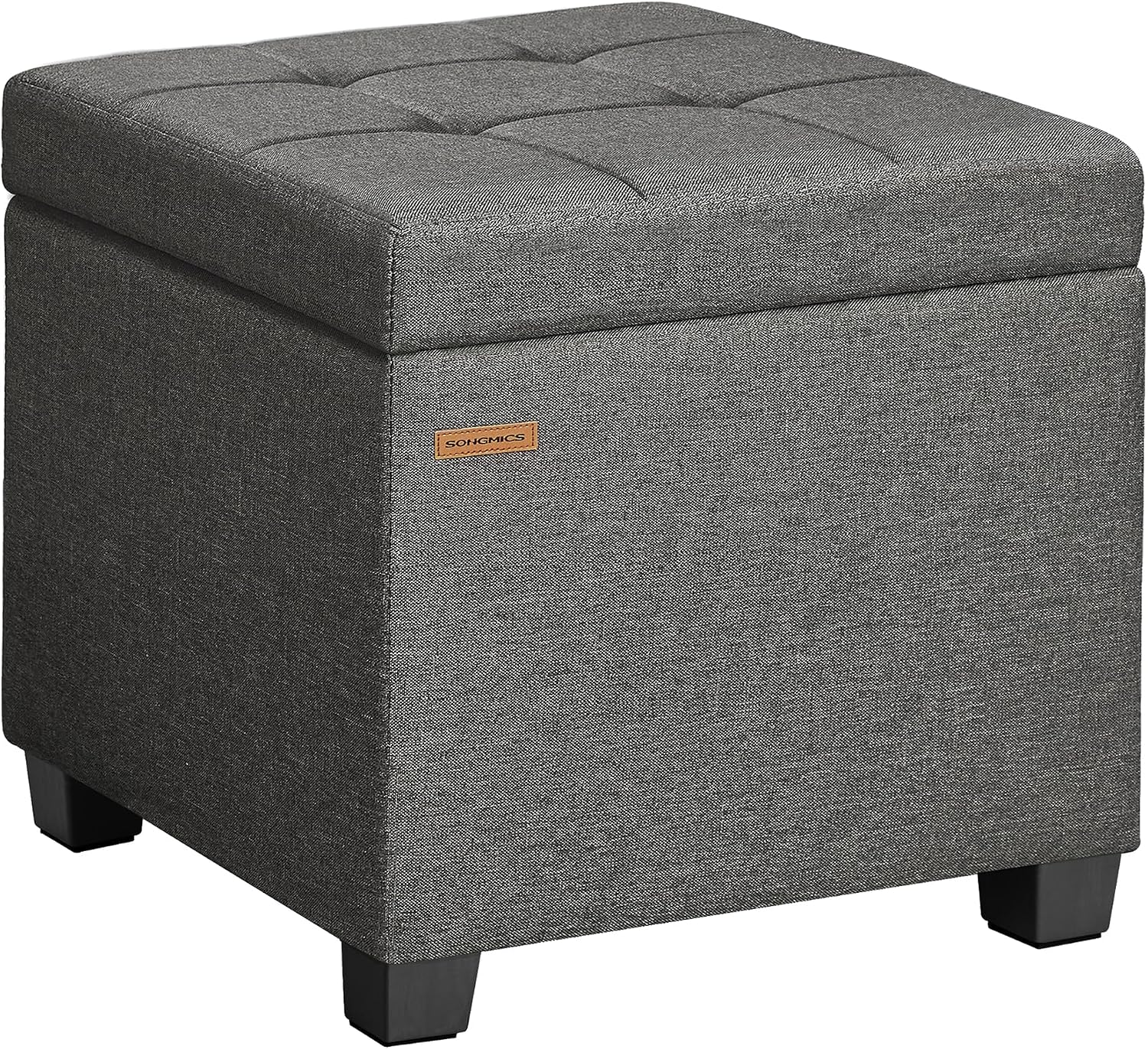 Slate Gray Square Storage Ottoman Cube